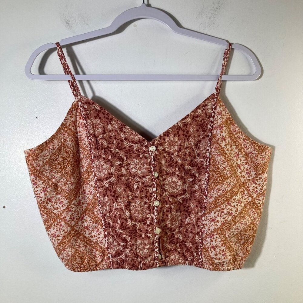 Womens‎ American Eagle V Neck Boho Crop Top Mieux Ensemble L NWT Cotton Linen